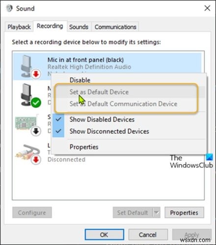 Windows 11/10에서 기본 사운드 입력 장치(마이크) 변경하는 방법