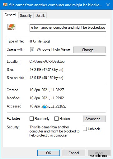 Windows 다른 컴퓨터에서 가져온 파일로 인해 차단될 수 있습니다 경고 해결 방법