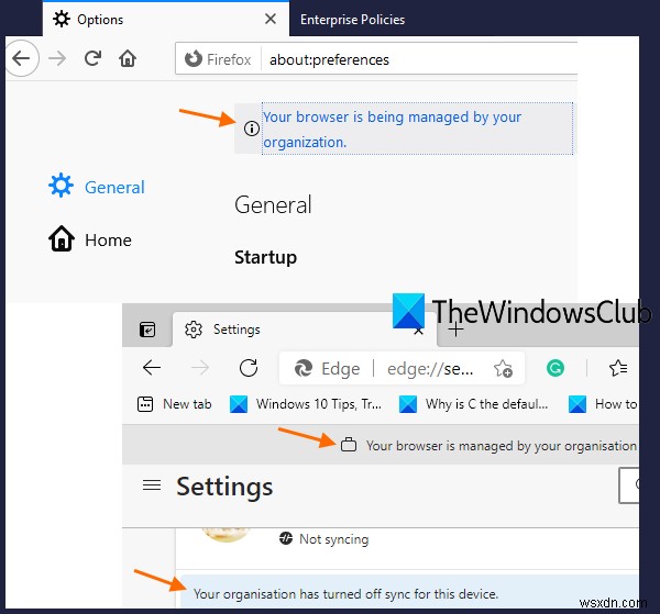파이어폭스(Firefox) 브라우저가 조직에 의해 관리됩니다 메시지 제거하는 방법