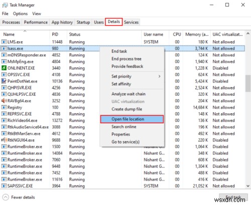 Windows 10의 lsass.exe란 무엇이며, 바이러스인지 확인하는 방법