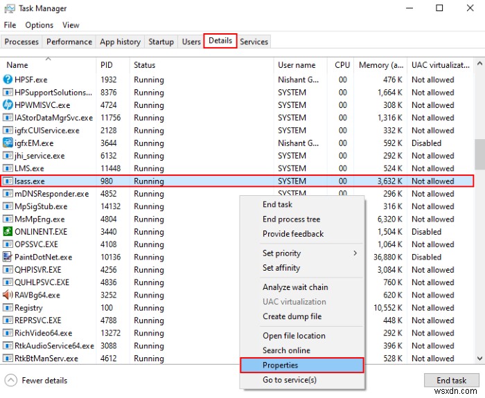 Windows 10의 lsass.exe란 무엇이며, 바이러스인지 확인하는 방법