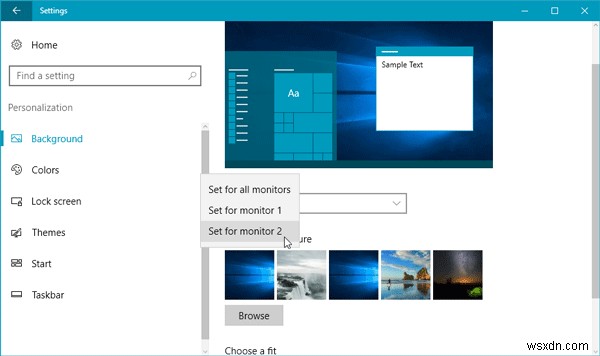 Windows 11/10 듀얼 모니터에서 모니터마다 다른 배경화면 설정하는 방법