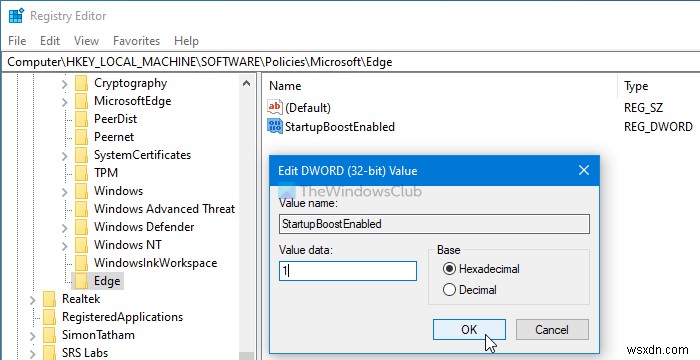 레지스트리 또는 그룹 정책 편집기로 Microsoft Edge 시작 부스트 켜고 끄는 방법