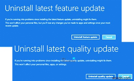Windows 11/10 부팅 불가 시 최신 품질 업데이트·기능 업데이트 제거하는 방법