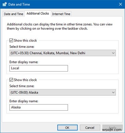 Windows 11/10 작업 표시줄에 여러 개의 시계를 표시하는 방법