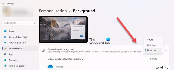Windows 11/10에서 바탕화면 슬라이드쇼 설정하는 방법