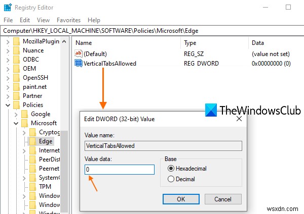 Windows 10 레지스트리 편집기로 Microsoft Edge 세로 탭 기능 완전히 비활성화하는 방법