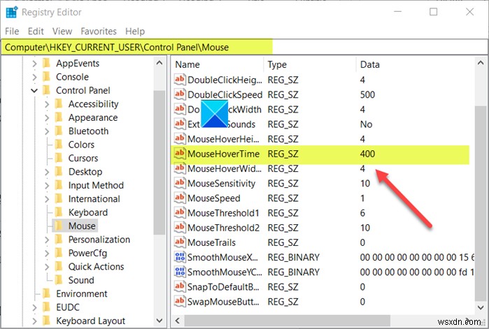 마우스 호버 시간이란 무엇이며, Windows 10에서 변경하는 방법