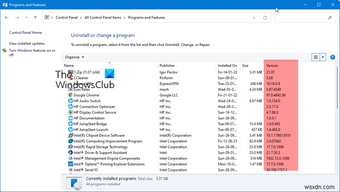 Windows 11/10에서 앱·소프트웨어 버전 번호 확인하는 방법 총정리