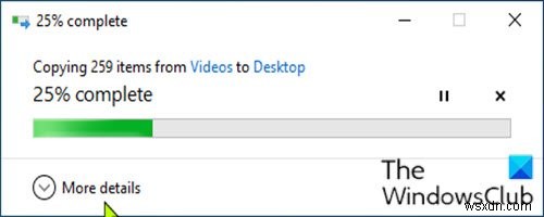 Windows 10 파일 전송 대화 상자에서 항상 자세히 또는 간단히 모드로 표시하는 방법