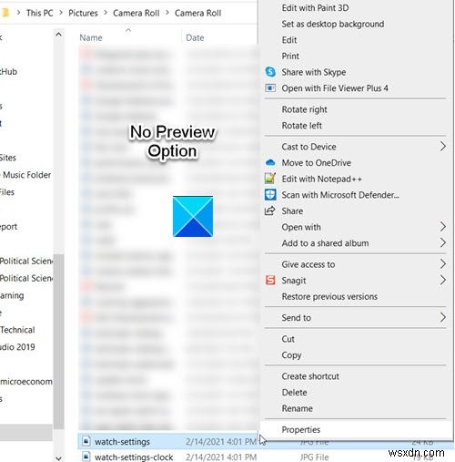 Windows 11/10 우클릭 메뉴에서 이미지 미리 보기 가 사라졌을 때 복구하는 방법