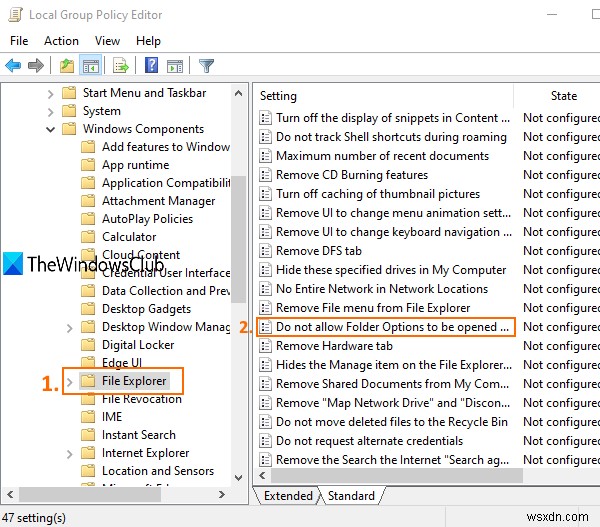 Windows 11/10에서 폴더 옵션 접근 활성화·비활성화하는 방법