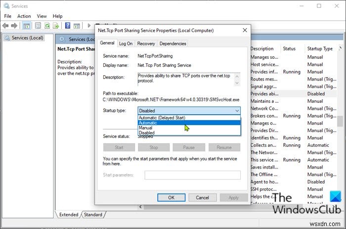 Windows 11/10에서 Net.Tcp 포트 공유 서비스가 시작되지 않을 때 해결 방법