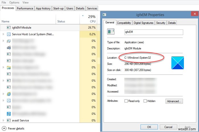 Windows 11/10에서 IgfxEM.exe 프로세스란 무엇일까요?
