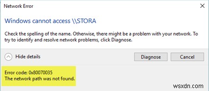 Windows 11/10 오류 코드 0x80070035  네트워크 경로를 찾을 수 없습니다  해결 방법
