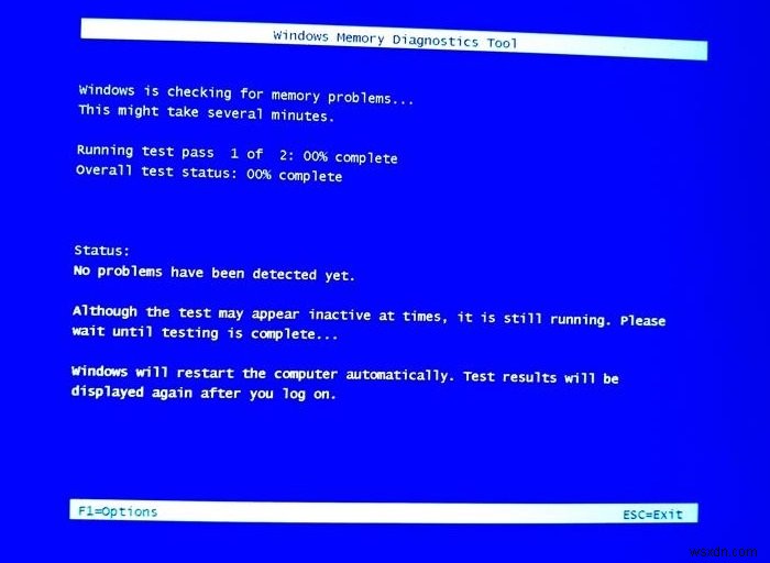Windows 메모리 진단 도구가 멈출 때 해결하는 방법