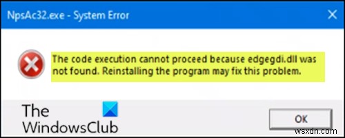 Windows 10에서 edgegdi.dll을 찾을 수 없어 코드 실행을 진행할 수 없습니다 오류 해결 방법