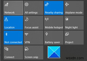 Windows 10 알림 센터에서 빠른 작업을 기본값으로 재설정하는 방법