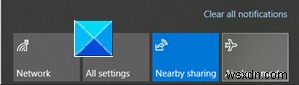 Windows 10 알림 센터에서 빠른 작업을 기본값으로 재설정하는 방법