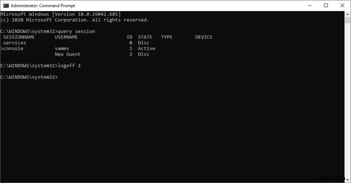 Windows 10 현재 세션에서 다른 사용자 로그아웃하는 방법