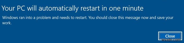Windows 11/10 PC가 1분 후 자동으로 다시 시작됩니다 오류 해결 방법