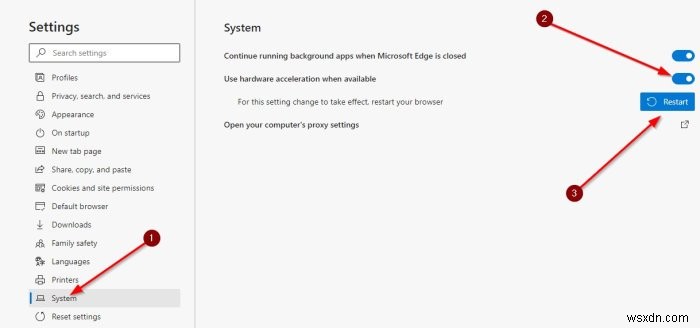 Microsoft Edge에서 하드웨어 가속 켜기 및 끄는 방법