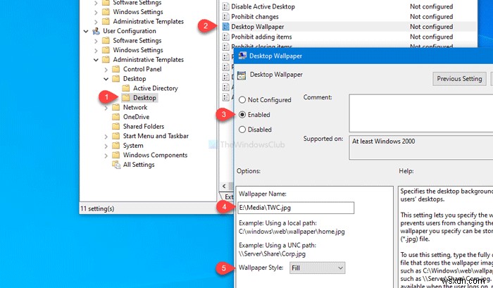 Windows 설정 없이 그룹 정책·레지스트리 편집기로 바탕 화면 배경화면 설정하는 방법
