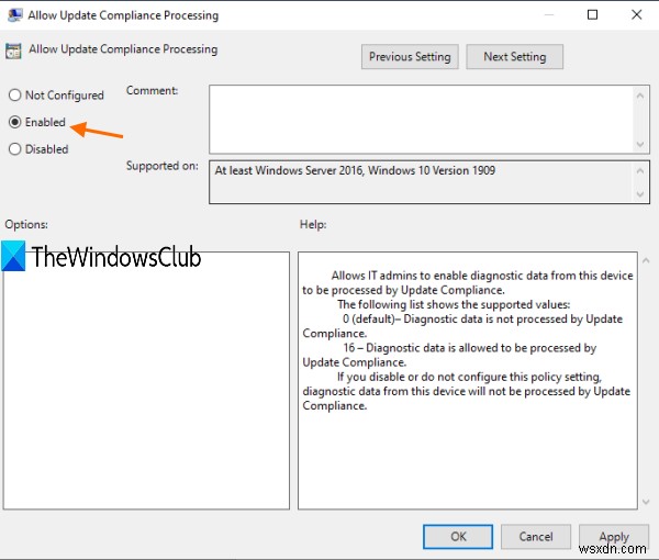 Windows 10에서 업데이트 준수(Update Compliance) 처리 활성화 또는 비활성화하는 방법