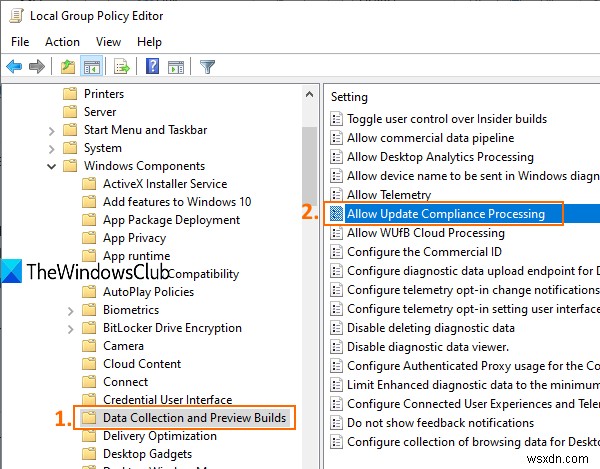 Windows 10에서 업데이트 준수(Update Compliance) 처리 활성화 또는 비활성화하는 방법