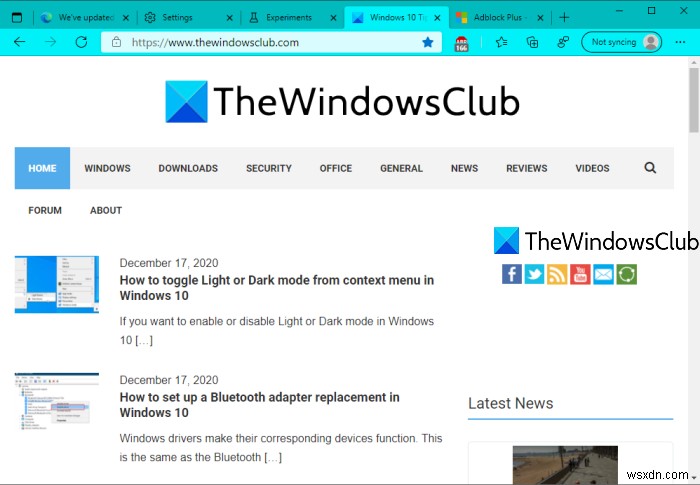 Microsoft Edge에서 강조 색상(액센트 컬러) 활성화하고 사용하는 방법