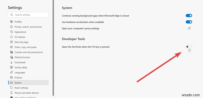 Microsoft Edge에서 F12 키로 개발자 도구가 열리지 않도록 비활성화하는 방법