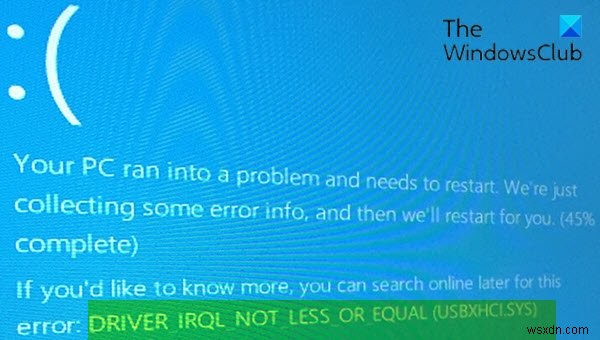 Windows 10에서 DRIVER_IRQL_NOT_LESS_OR_EQUAL(USBXHCI.sys) 블루스크린 오류 해결하는 방법
