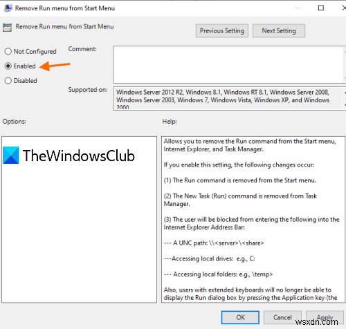 Windows 11/10에서 실행 명령(Win+R) 상자 활성화 또는 비활성화하는 방법