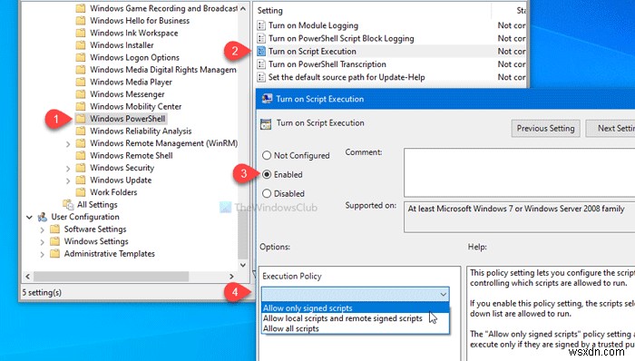 Windows PowerShell 스크립트 실행 켜기·끄기 방법 (그룹 정책 및 레지스트리)