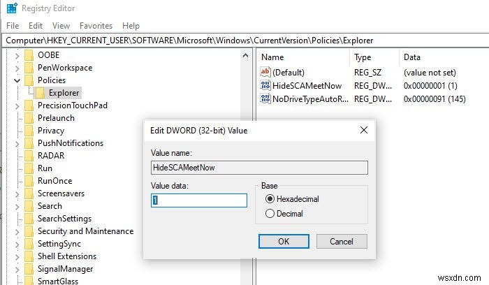 Windows 10  지금 만나기(Meet Now) 란 무엇이며, 제거하는 방법
