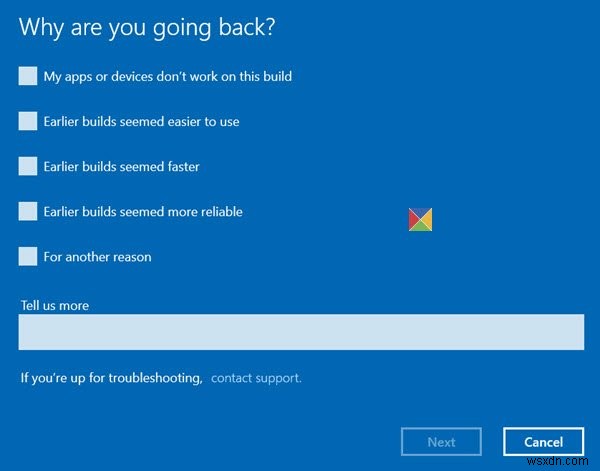 Windows 10 이전 빌드 또는 이전 버전으로 되돌리는 방법