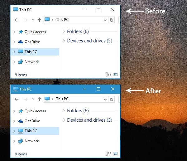 Windows 11/10에서 창 제목 표시줄에 색상 적용하는 방법