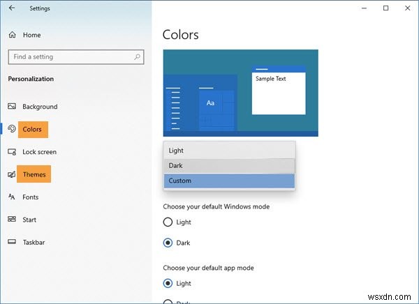 Windows 11/10에서 시작, 작업 표시줄, 알림 센터 강조색 표시가 회색으로 비활성화될 때 해결 방법