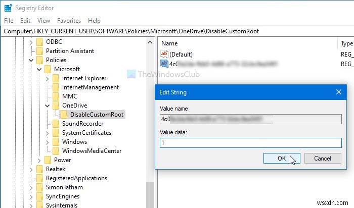 Windows 10에서 사용자가 OneDrive 폴더 위치를 변경하지 못하도록 차단하는 방법