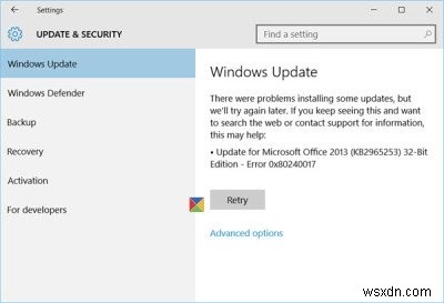 Windows 업데이트 오류 0x80240017 해결 방법 (Windows 11/10)