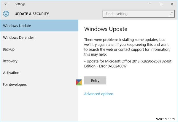Windows 업데이트 오류 0x80240017 해결 방법 (Windows 11/10)