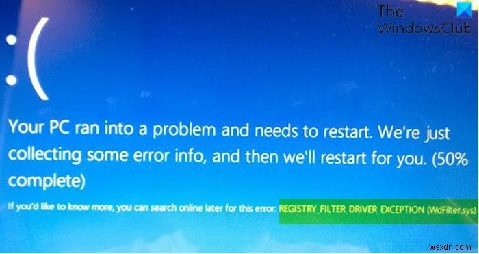 Windows 10 REGISTRY_FILTER_DRIVER_EXCEPTION(WdFilter.sys) 블루스크린 오류 완벽 해결 가이드