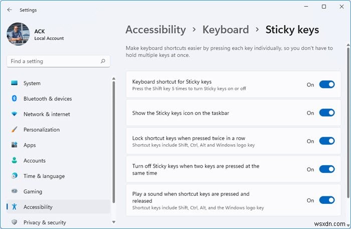 Windows 11/10에서 보조 Shift 문자 잠금(Secondary Shift Characters Lock) 켜고 끄는 방법