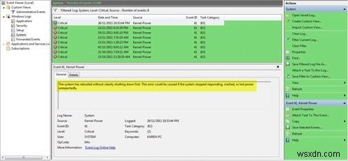 Windows 커널 전원 이벤트 ID 41 오류 해결 방법 – 시스템이 정상 종료되지 않고 재부팅되었을 때