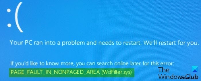 Windows 10 PAGE_FAULT_IN_NONPAGED_AREA(WdFilter.sys) 블루스크린 오류 완벽 해결 가이드