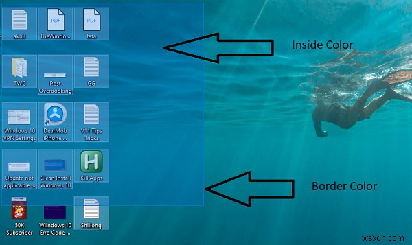 Windows 11/10에서 반투명 선택 사각형 상자 색상 변경하는 방법