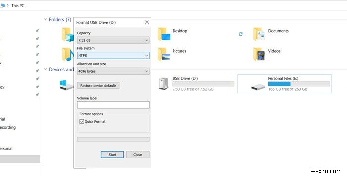 USB 드라이브를 NTFS 파일 시스템으로 포맷하는 방법