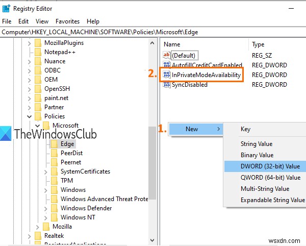 Microsoft Edge 항상 InPrivate 모드로 시작하도록 설정하는 방법 (레지스트리 편집)