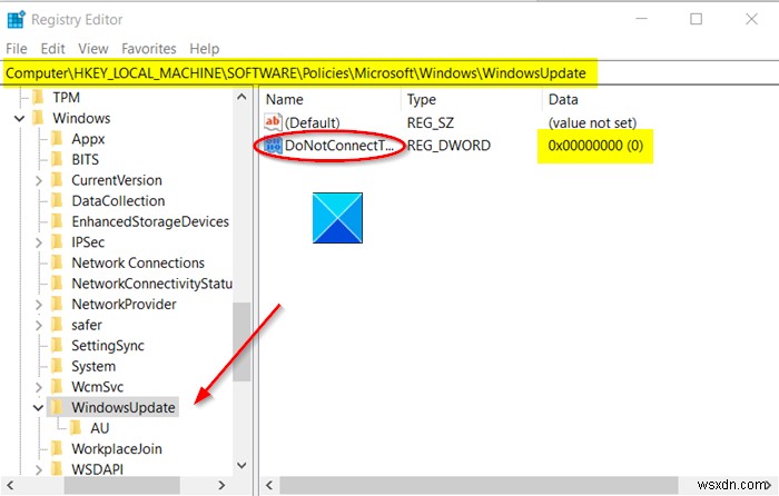 Windows 10이 Windows Update 인터넷 위치에 연결하지 못하도록 차단하는 방법