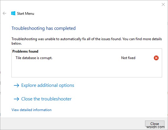 Windows 11/10 시작 메뉴 손상 및 타일 데이터베이스가 손상됨 오류 해결 방법